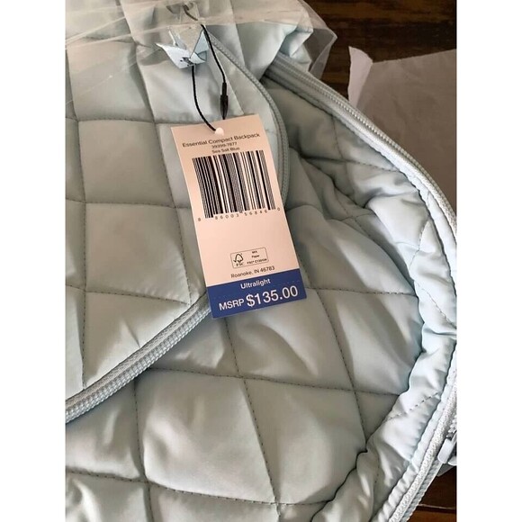 Vera Bradley Ultralight Compact Backpack Sea Salt Blue -NWT - Picture 5 of 5